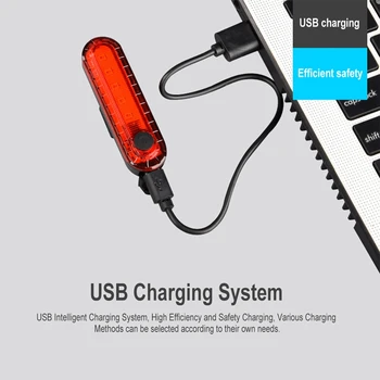 Rower USB ładowanie lampa tylna zespolona podświetlenie wodoodporna lampa tylna rower akcesoria lampka ostrzegawcza rower akcesoria