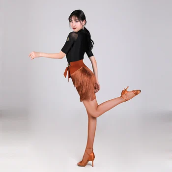 2019 nowe латиноамериканское tańczenia sukienka spódnica z frędzlami kobiecy hip szalik treningowy pas do tańca towarzyskiego cha cha, rumba treningowe spódnice DWY2211