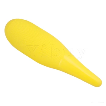 Yibuy 25 cm długości żółty plastikowy Guiro z metalowym zgarniaczem muzyczna zabawka dla dziecka