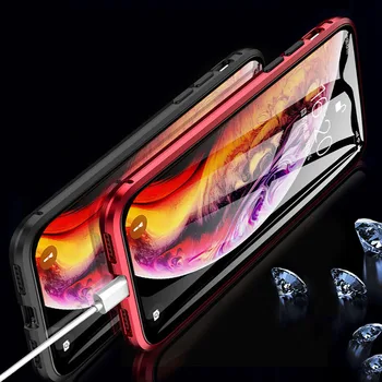 Metalowy magnetyczny pokrowiec dla iPhone 11 Pro Max etui do telefonu iPhone XR 7 8 6 6S Plus X XS Max Case Cover