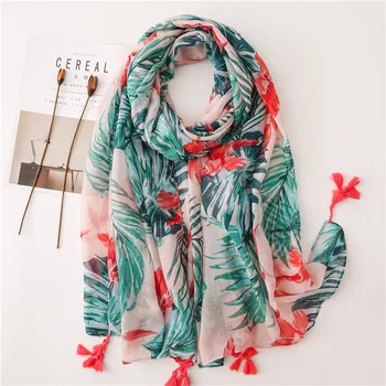 Letni szalik dla kobiet szalik luksusowej marki Wiskozowa Szal Kwiatowy owinąć Boho zielony szalik strój plażowy top hidżab szaliki hurtowych