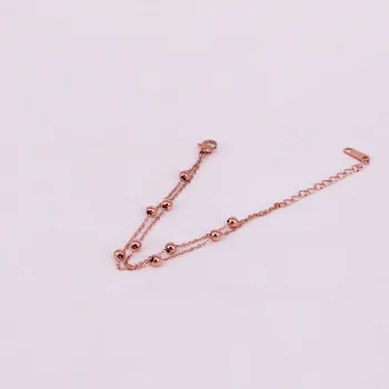 Wielowarstwowy łańcucha koraliki bransoletki dla kobiet akcesoria, różowe złoto Bransoleta ze stali nierdzewnej w ręku modne ozdoby