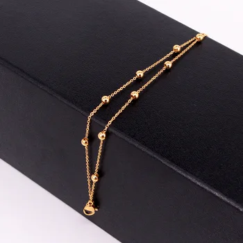 Wielowarstwowy łańcucha koraliki bransoletki dla kobiet akcesoria, różowe złoto Bransoleta ze stali nierdzewnej w ręku modne ozdoby