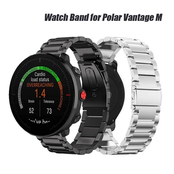 Pasek do zegarka ze stali nierdzewnej dla Polar Vantage M 22 mm metalowy pasek do zegarków bransoletka do POLAR Vantage M wymienny pasek wielorowkowy
