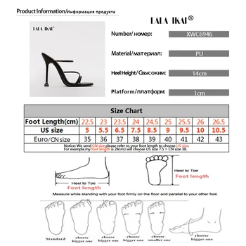 LALA IKAI 2020 kobiety super cienkie wysokie obcasy sexy sandały wiosna lato duży rozmiar poślizgu na kwadratowej głowie buty Damskie XWC-6946-4