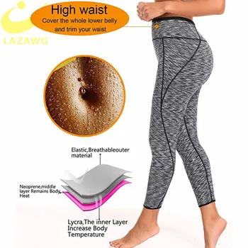 LAZAWG Hot Sweat Pants Hot Thermo Slimming Sweat Sauna Pants neoprenowe legginsy Shaper for Weight Loss Thermo Fat Burning Sweat