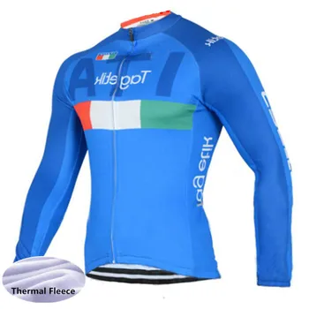 Italia blue winter set thermal fleece cycling ciclismo ropa team jazda na rowerze odzież wyścigi rowerowe MTB kolarstwo odzież sportowa