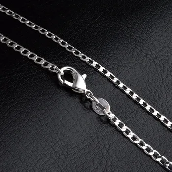 Sprzedaż hurtowa 10 szt./lot szerokość 2 mm wytnij liny łańcuszek 925 znaczek srebrny łańcuch naszyjnik kobiety/mężczyźni chłopiec handmade biżuteria akcesoria