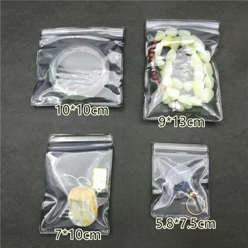 Leotrusting 100szt jedna strona przezroczyste plastikowe biżuteria Zip-Lock torby czarny PVC anty-utlenianie plastikowe pierścienie koraliki perłowe torby do przechowywania
