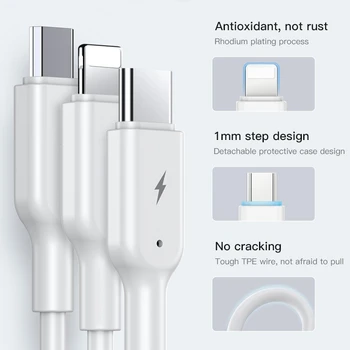 Kabel do ładowania TOTU 3 w 1 Type-C+Micro USB+ładowanie zamek kabel do transmisji danych dla iPhone 11 Pro Max 7Plus Huawei Xiaomi