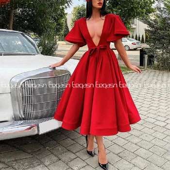 Nowa dostawa czerwona satynowa muzułmański strój łyżeczki długości abendkleider 2021 peleryna rękaw suknia sukienka ślubna