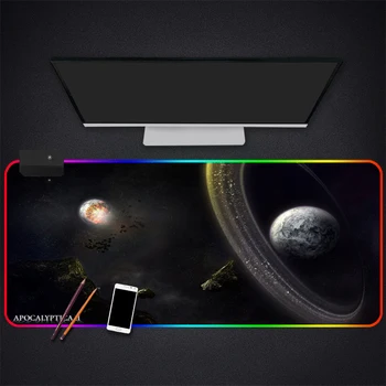 Anime Planet Nebula RGB Gaming Mouse Pad Gamer Computer Mousepad Backlit Mause Large Desk Keyboard LED Mice Mat
