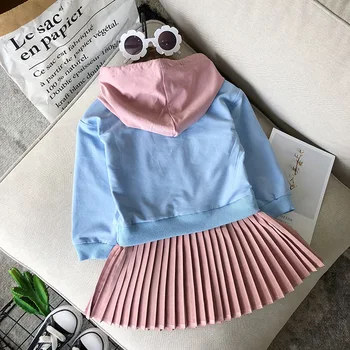 2020 nowa jesienna odzież dziecięca dla dzieci sukienka z literami baby kids sweter i sukienka zestaw koreańskich dziewcząt z kapturem i długimi rękawami zestaw