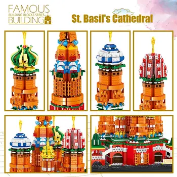 Widok na ulicę architektura model budulcem Katedra Świętego Bazylego Notre Dame, Kościół cegły zabawki dla dzieci