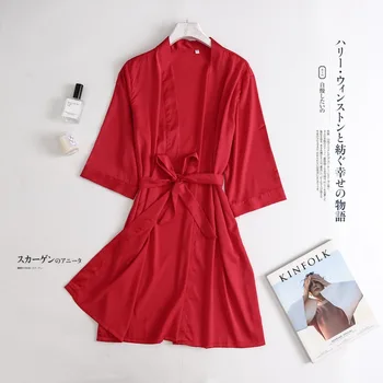 Gorące kobiety szlafrok jedwab satyna szlafroki ślub suknia panny młodej kimono jednolity szlafrok piżama koszula nocna sukienki rozmiar M-XL