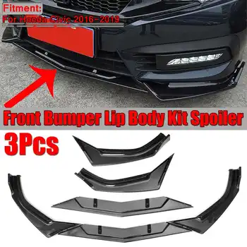 3szt włókna węglowego wygląd samochodu przedni zderzak Warga splitter Warga spojler, dyfuzor spoiler pokrywa wykończenie dla dla Hondy Civic 2016-2019