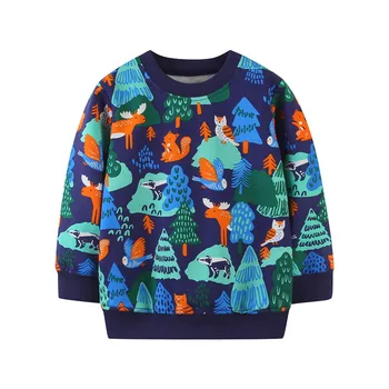 Funnygame z długim rękawem chłopcy swetry dinozaury druku bawełna dziecięca, bawełniana odzież zwierzęta dziewczyny sportowe koszule na jesień wiosna