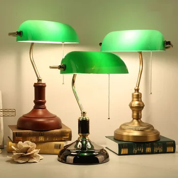 Klasyczny wzór банкирская żarówka E27 lampa szklany klosz do sypialni, gabinetu domowego czytania lampy stołowe