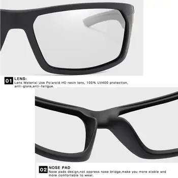2019 nowy marka projekt fotochromowe okulary mężczyźni prostokąt okulary polaryzacyjne prawo jazdy okulary ciągu dnia widzenie w nocy, okulary UV400
