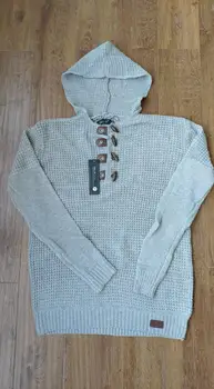 Biały Sweter Z Kapturem Męska Moda Róg Przycisk Patchwork Projekt Męskie Z Dzianiny Swetry Codzienny Jesienny Sweter Dzianina Pull Homme