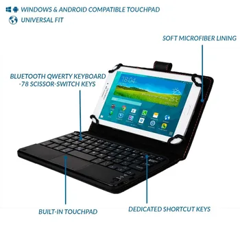 Uniwersalna odłączana klawiatura Bluetooth z touchpadem skórzane etui do Asus ZenPad 8.0 Z380KL Z580CA ME181C ME581C FE380CG M80TA