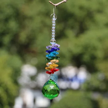 1szt 7 czakra kolor Kryształ Suncatcher pryzmat wisiorek handmade Feng Shui piłkę ślubny wystrój domu