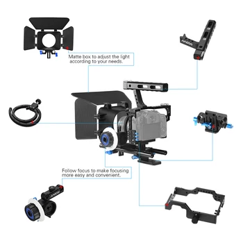 Andoer C500 Camera Camcorder Video Cage Rig Kit matowe pudełko+Follow Focus+uchwyt do Sony A7S/A7/A7R ILDC Camera