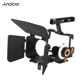 Andoer C500 Camera Camcorder Video Cage Rig Kit matowe pudełko+Follow Focus+uchwyt do Sony A7S/A7/A7R ILDC Camera