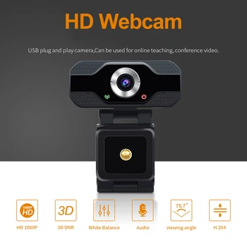 OULLX HD 1080P, kamera internetowa, wbudowany mikrofon Smart Web Camera USB dla komputerów stacjonarnych, laptopów XBOX PC Game Cam Mac OS, Windows, Android