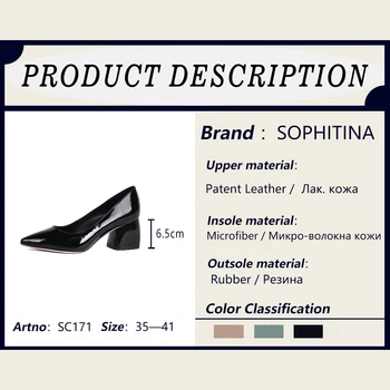 SOPHITINA Sexy Pointed Toe Ladies Pumps Casual Shallow Slip-on Square Heel Shoes Basic Dress 6.5 cm High Heel Women Pumps SC171