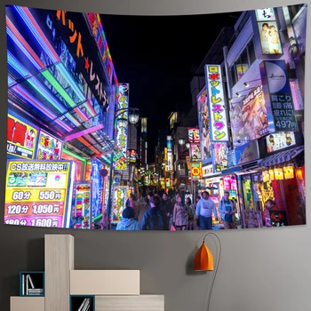 Tokio nocne życie gobelin sypialnia dekoracje ścienne w domu japoński tkaniny artystycznej dekoracyjny hippie druku materac
