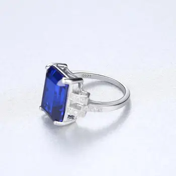 PAG&MAG stworzył ogromny kwadratowy Szafir pierścionek srebro 925 niebieski pierścień kamień dla kobiet Bague Femme De Marque De Luxe SR0076