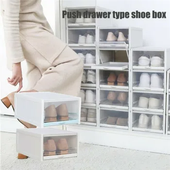 3szt klapki buty skrzynia zagęszczony przezroczyste pudełko etui z tworzywa sztucznego, obuwnicze skrzyni Штабелируемая skrzynia organizator butów pudełko po butach do przechowywania butów, stojak