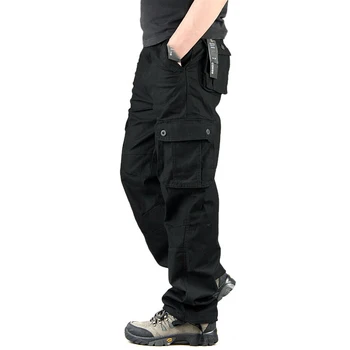 Spodnie Cargo Mężczyźni Bawełna Multi Kieszenie Wojskowe Taktyczne Spodnie Męskie Odzież Uliczna Proste Spodnie, Kurtki, Długie Spodnie Męskie 29-44