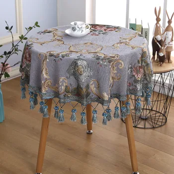 Luksusowy Europejski okrągły obrus chenille obrus z zestawu ręcznie Royal Vintage Table Covers Art stół mata