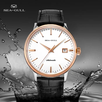 Mewa męskie mechaniczne zegarek biznes zegar kalendarz 50 m wodoodporna skórzana klamra mężczyzna zegarka para zegarek 219.613