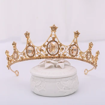 AiliBride szampana Korony ślubne akcesoria do włosów rhinestone narzeczona nakrycie głowy Królowa Korony tiara korony ślubne ozdoby do włosów