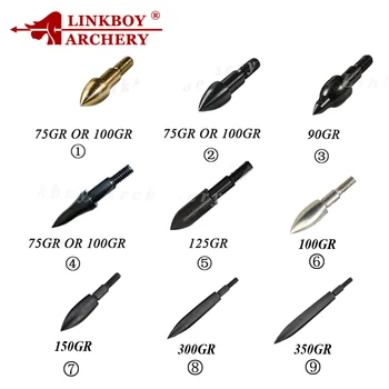 Linkboy łucznictwo 12 szt. 8-32 strzałki końcówki 75 80 90 100 125 150 300 350 ziarna Broadheads końcówka carbon wału polowanie Pijlen