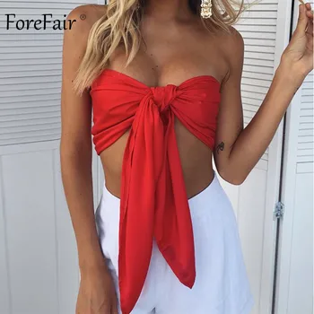 Forefair Bandage Crop Top Sexy Off Shoulder Club Party Multi Way Cross Wrap Lace Up Camisole Backless Beach Summer Tops