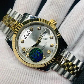 Wysokiej jakości męskie zegarki automatyczne złote i srebrne ślizgają się gładkie sekundowe zegarki świecące mechaniczne zegarki darmowa wysyłka