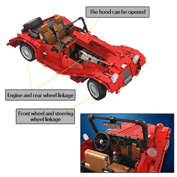 Miejski technologia cabrio model samochodu klocki ciężarówka trzy koła klasyczne samochody cegły zabawki dla dzieci