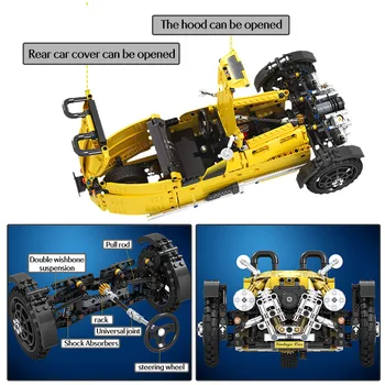 Miejski technologia cabrio model samochodu klocki ciężarówka trzy koła klasyczne samochody cegły zabawki dla dzieci