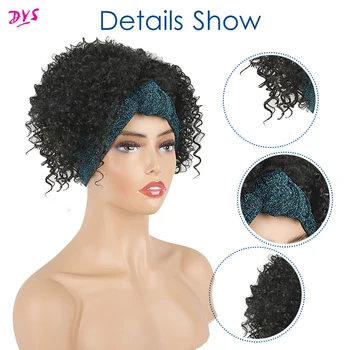 Sznurek Headwrap peruki syntetyczne krótkie kręcone kręcone turban Wrap-wig 