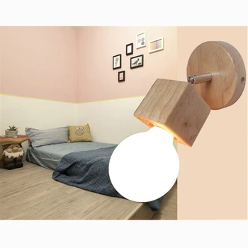 E27 nowoczesne japoński litego drewna kinkiety kreatywny salon sypialnia szafki balkon przejście lustro reflektora