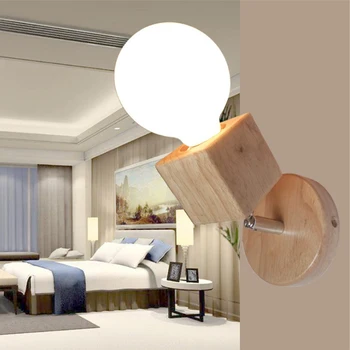 E27 nowoczesne japoński litego drewna kinkiety kreatywny salon sypialnia szafki balkon przejście lustro reflektora