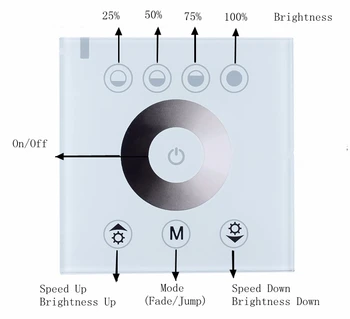 Czarno-biały monochromatyczny dotykowy panel sterowania jasnością LED Strip Light Switch led Dimmer 2 kanały DC12V-24V