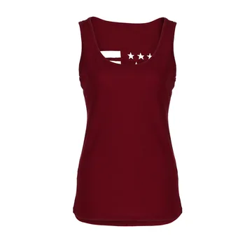 Brand New American Flag Back Sleeveless T-Shirt Running Vest Women Yoga Sport Wear Fitness Clothing