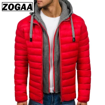 ZOGAA męska kurtka płaszcz zagęścić ciepłe zimowe wiatroszczelne kurtki z kapturem odzież bawełniana kurtka na zamek hip-hop bawełny z kapturem