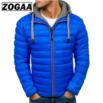 ZOGAA męska kurtka płaszcz zagęścić ciepłe zimowe wiatroszczelne kurtki z kapturem odzież bawełniana kurtka na zamek hip-hop bawełny z kapturem