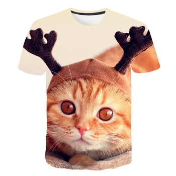 Cartoon Cat 3D Printed T Shirt Cute Streetwear Boys T-shirt Top Girl Boys Clothes For Teenage Children Top 2021 Summer 4T-14T